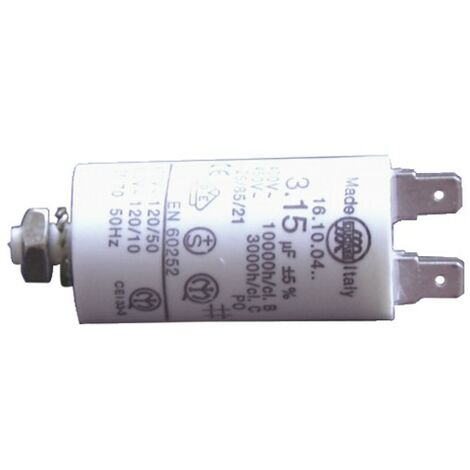 Permanenter Kondensator 12,5 µF – 450V, 35x56 Mm, Flacher Boden, Faston 6,3 Mm, Hergestellt In Italien