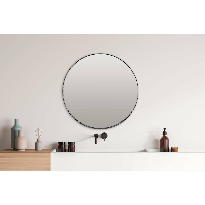 Espejo de pared para el baño Modugno aluminio redonda Ø 60 cm