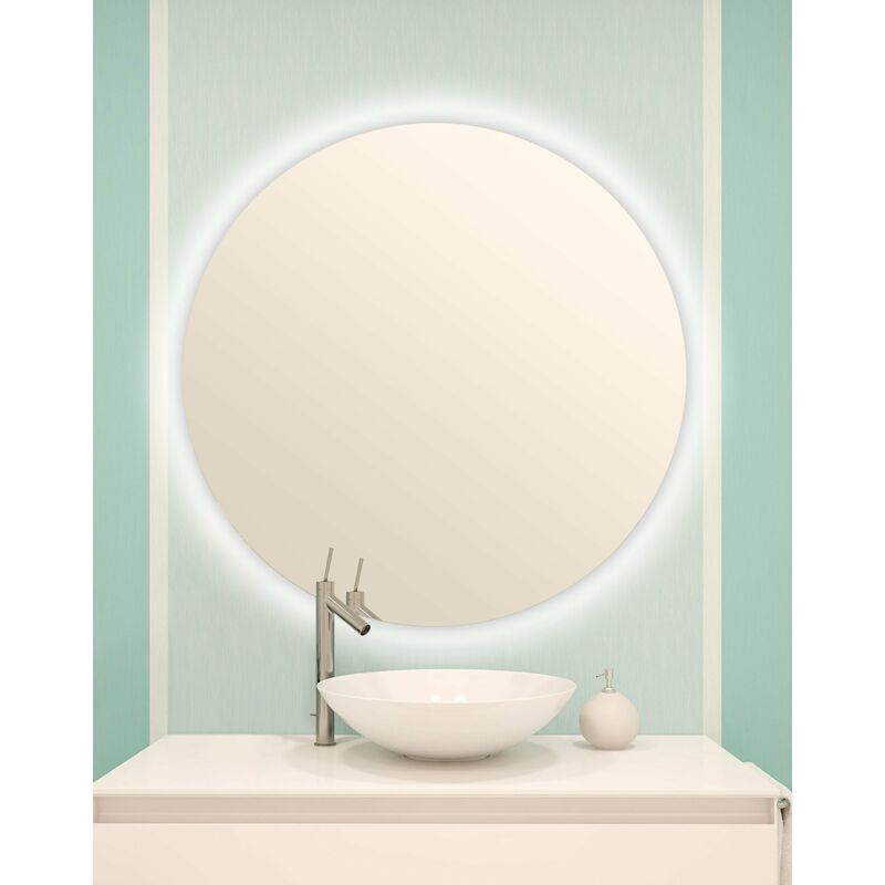 Espejo de baño redondo LONDRES de LEDIMEX con LED y canto arenado