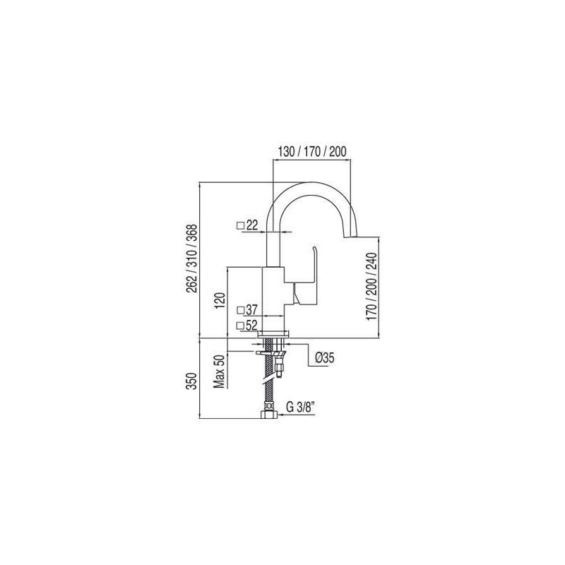 CUADRO-TRES 00611002 Grifo Lavabo con caño Cascada libre — Bañoidea