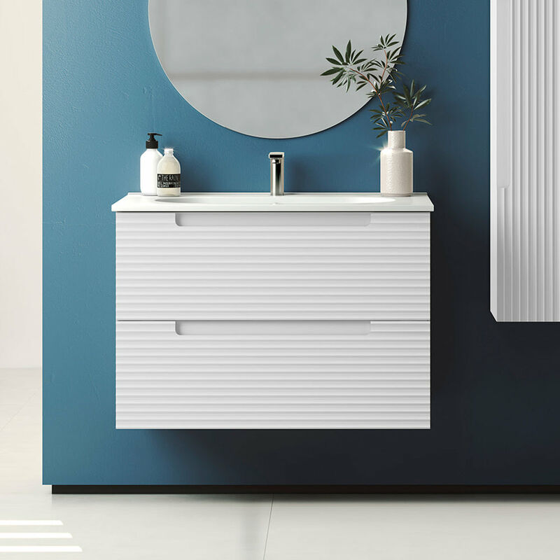 Mueble de baño suspendido 1 cajón con lavabo color Navy Modelo Eleven