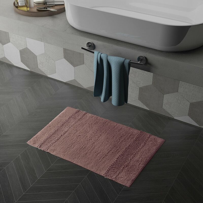 Relaxdays Alfombra Baño, 60x40 cm, Antideslizante, Lavable, Alfombrilla  Bañera, Toalla Suelo WC Rectangular, Rosa