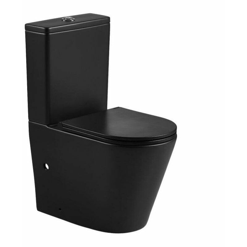 Mueble de WC de 500mm Moderno Negro Completo con Inodoro