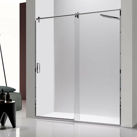 KASSANDRA LM102 SLIM Mampara Ducha 1F+1C Acero Inox Brillo Transparente - Medida: 113,5-116,0 cm - ref: LM1021218S113116 (1/2)