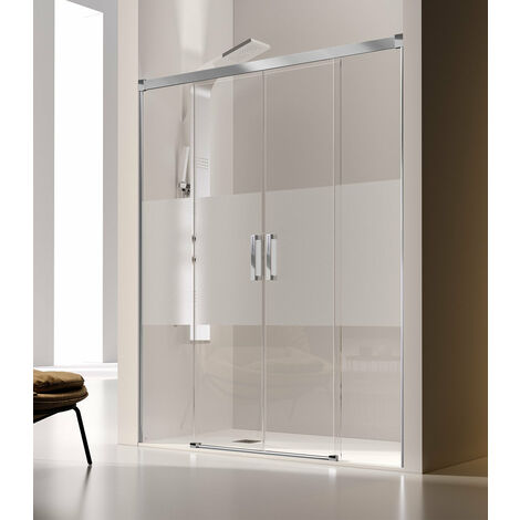 KASSANDRA GS100 GLASÉ Mampara Ducha Frontal 2F+2C Plata Brillo Decorado - Medida: 186-190 cm - ref: GS10016BRS186190 (1/2)
