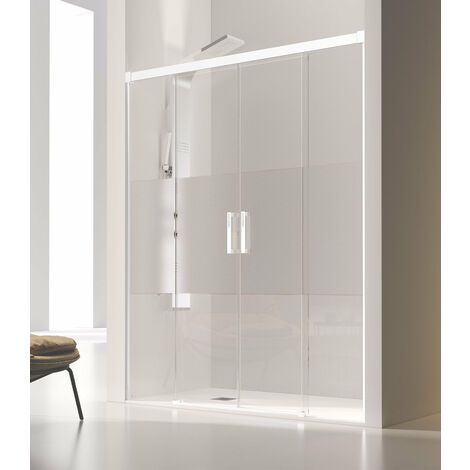 KASSANDRA GS100 GLASÉ Mampara Ducha Frontal 2F+2C Blanco Mate Decorado - Medida: 186-190 cm - ref: GS10001BRS186190 (1/2)