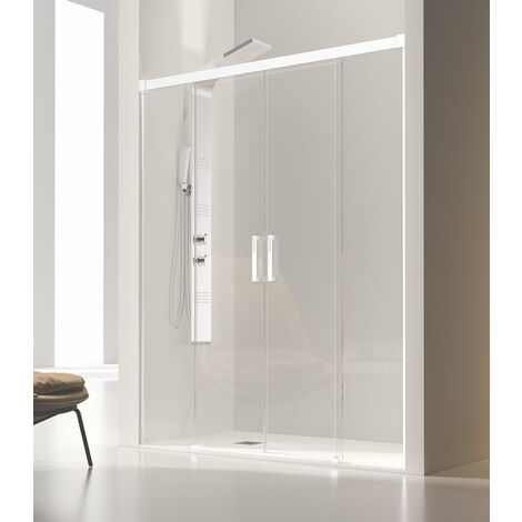 KASSANDRA GS100 GLASÉ Mampara Ducha Frontal 2F+2C Blanco Mate Transparente - Medida: 152-156 cm - ref: GS1000116S152156 (1/2)