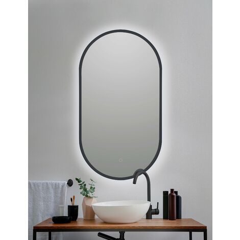 BATHSTAGE 68301 Espejo LED Retroiluminado Ovalado 50x90 cm canto Color Negro - ref: BS-68301 (1/2)