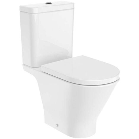 ROCA THE GAP ROUND Rimless Inodoro Pie Abierto Completo Salida Dual Blanco - Alimentación ENTRADA LATERAL - Asiento: Caida Normal - ref: A3420N8000+A3410N1000+A801D10001