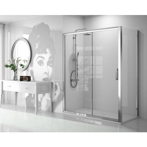KASSANDRA SERIE 300 Ducha Frontal+Fijo Transparente - Fijo: 80 CM (76-78,5 CM) - Medida: 120-126 cm - ref: TR1021616S190120+TR1031616S190076 (1/2)