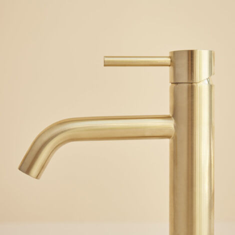 SANYCCES MNO001BG LOOP Grifo Monomando Lavabo Color Oro Cepillado - ref: MNO001BG (1/2)