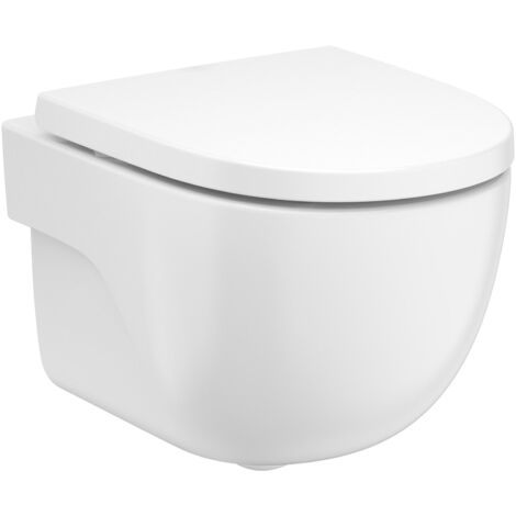 ROCA A346244000 MERIDIAN-N Compacto Inodoro Rimless Suspendido Fijaciones Ocultas Blanco - Asiento: Caida Amortiguada - ref: A346244000+A8012AC00B