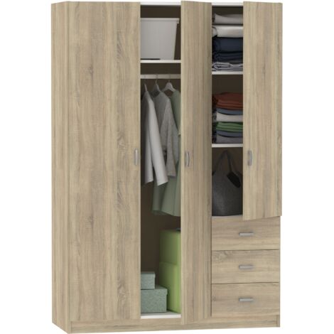 MUEBLES PITARCH Armario 3 Puertas 3 Cajones Roble Cambrian - ref: 6084-AR