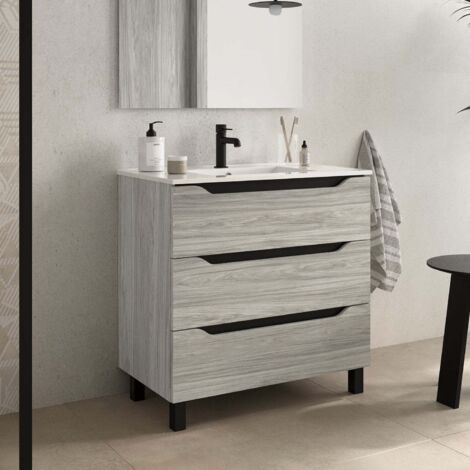 BATHME TRIO Mueble de Baño con Lavabo 3 Cajones Color Roble Estela - Medida: 60 cm - ref: AKR6003CRO+SA.LIECO6146