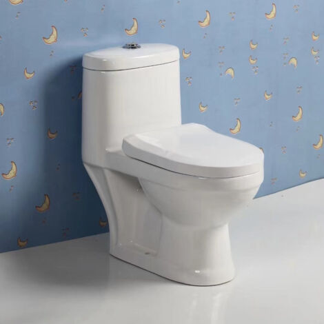 Inodoro infantil blanco con salida vertical – Tanque con mecanismo instalado – Esmaltado antibacteriano – SKU 388701 – Aquore (1/2)