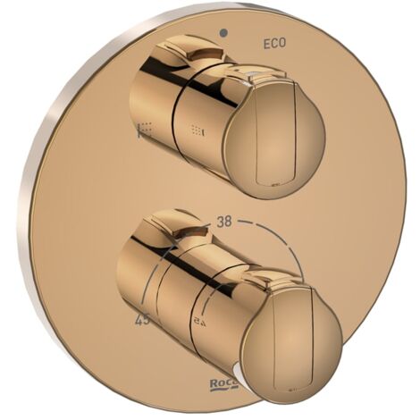 ROUND - Grifo termostático empotrable para baño-ducha T-1000 - ROCA Color: Oro rosado (1/2)