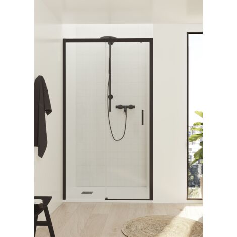 BATHME LOOK Mampara Ducha Fijo+Corredera Negro Transparente - Medida: 139-143 cm - ref: F1N1P140 (1/2)