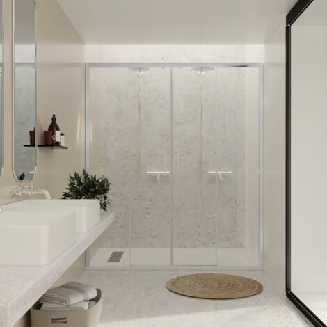 BATHME NOEL-2 Mampara Ducha 2 Fijos+2 Correderas Cromo Transparente - Medida: 159-163 cm - ref: BF12P160 (1/2)