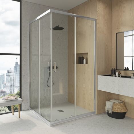 BATHME LONDON-4 Mampara Ducha Angular Cromo Transparente - Medida: 68-70x163-165 cm - ref: BVF2R070X165 (1/2)
