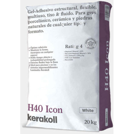 KERAKOLL K76370 H40 ICON Gel Adhesivo Saco 20 kg Blanco - ref: K76370 (1/2)