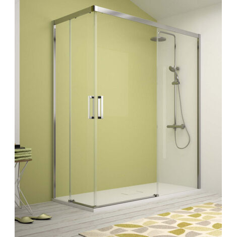 KASSANDRA CU607 S400 Mampara Angular Corredera Plata Transparente - Medida: 100X70 CMS - ref: CU6071616S195066+CU6071616S195096 (1/2)