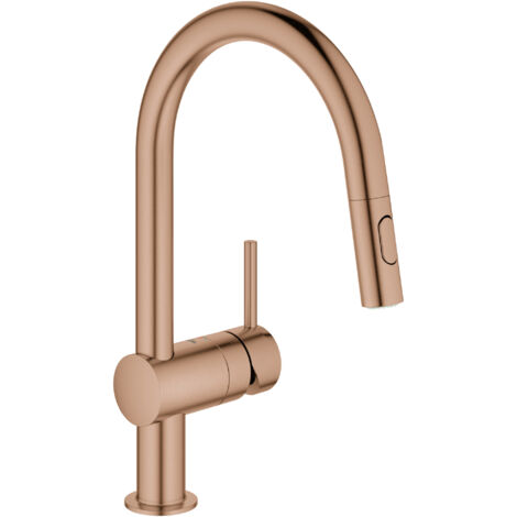 GROHE Grifo fregadero electrónico Minta 323212 Caño C Ducha extraíble warm sunset cepillado, 32321DL2