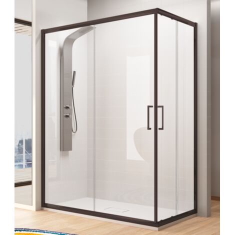 KASSANDRA BEL-LA Mampara Angular Ducha 2F+2C Negro Transparente - Medida: 80x125 cms - ref: BL6070516S190076+BL6070516S190121 (1/2)