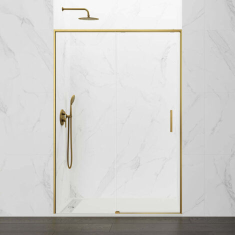 GME TWENTY Mampara Frontal Ducha 1F+1C Oro Transparente - Medida: 175-180 cm - ref: TW180OR