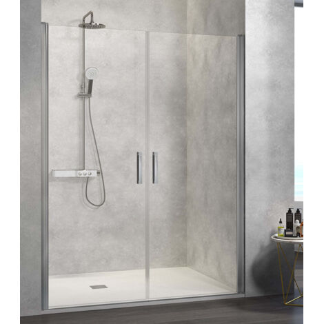 KASSANDRA NARDI NA501 Mampara de Ducha 2 Puertas Abatibles Plata Brillo Transparente - Medida: 107-110 cm - ref: NA5011616S195107 (1/2)