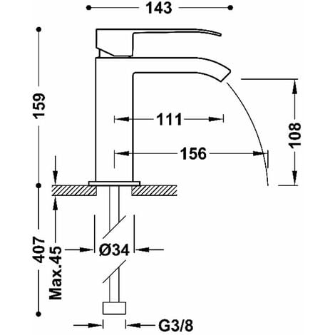 TRES 06910302 K-TRES Grifo Monomando Lavabo Cromo — Bañoidea