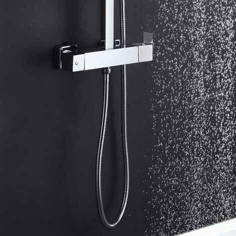 Grifo Termostático para columna de ducha, con desviador. de latón acabado  cromo brillo. Incluye embellecedores – Llavisan