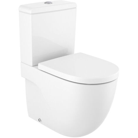 ROCA MERIDIAN COMPACTO Rimless Inodoro Completo Blanco - Asiento: Caida Amortiguada - ref: A34224L000+A341241000+A8012AC00B