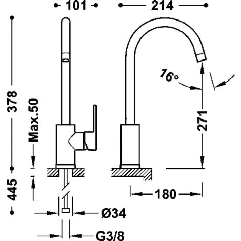 TRES 21644020 COCINAS BASIC Grifo Monomando Fregadero — Bañoidea