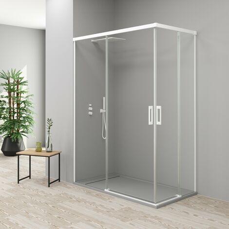 BATHME NIXON Mampara Ducha Rectangular 2Fijos+2Correderas Blanco - Medida: 90X120 CMS - ref: YA15090200+YA14120200 (1/2)