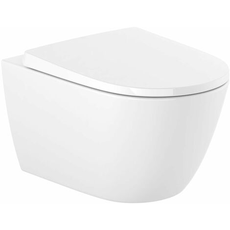 ROCA ONA Inodoro Rimless Suspendido 530 mm Con Asiento - Asiento: Caida Amortiguada - ref: A346687000+A801E12001