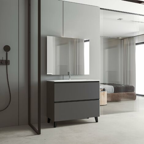 Mueble de baño de suelo de 80 cm con 3 cajones lavabo integrado color  griggio Modelo Granada