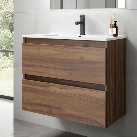 MUEBLE+LAVABO+ESPEJO BOX 60CM NIEVE BRILLO