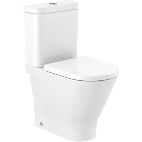 ROCA THE GAP ROUND CONFORT Inodoro Rimless Completo - Alimentación Inferior - Asiento: Caida Amortiguada - ref: A3420NJ000+A3410N0000+A801D22001