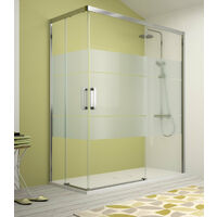 KASSANDRA CU607 S400 Mampara Angular Corredera Plata Decorada - Medida: 140x70 cms - ref: CU60716CLS195066+CU60716CLS195136