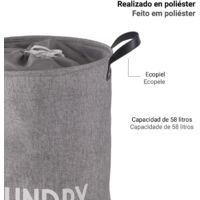 GEDY 10390800300 MINIMAL Cesto de Ropa Gris - ref: 10390800300