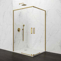 GME TWENTY Mampara Angular Ducha 2F+2C Oro Transparente - Medida: 100x90 cm - ref: TWAV10090OR