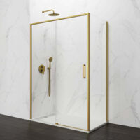 GME TWENTY Mampara Lateral Fijo Ducha 2F+1C Oro Transparente - Medida: 170-175/67-69 cm - ref: TWAF17570OR