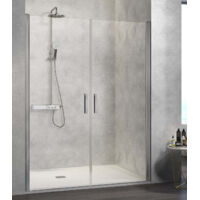 KASSANDRA NARDI NA501 Mampara de Ducha 2 Puertas Abatibles Plata Brillo Transparente - Medida: 72-75 cm - ref: NA5011616S195072