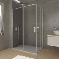 GME TWENTY Mampara Angular Ducha 2F+2C Cromo Transparente - Medida: 120x80 cm - ref: TWAV12080