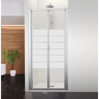 PROFILTEK DUMAS Mampara Abatible Perfil Plata Brillo Vidrio Decorado Bold - Medida: 73-79 cm - ref: 23327324