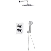Ramon Soler - Conjunto Grifo Ducha Termostático Empotrado de 2 Vías Cromado con Accesorios Redondos Serie Blautherm