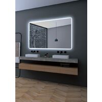 LEDIMEX PRAG014/120 PRAGA Espejo LED Cuadrado Canto Redondeado Contorno Arenado Cromo 120x80 cm - ref: PRAG014/120