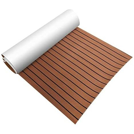 EVA Foam Teak Decking Floor Sheet 94x35'', Self-Adhesive Flooring Synthetic Decking Sheet for Marine Yacht RV Boat Flooring Mats
