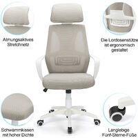 Futurefurniture® office chair, ergonomic office chair, 150 kg office chair, ergonomic office chair, office chair executive chair (grey)