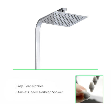 Biubiubath Thermostatic Exposed Shower Mixer Bathroom Twin Head Large Square Bar Set Chrome